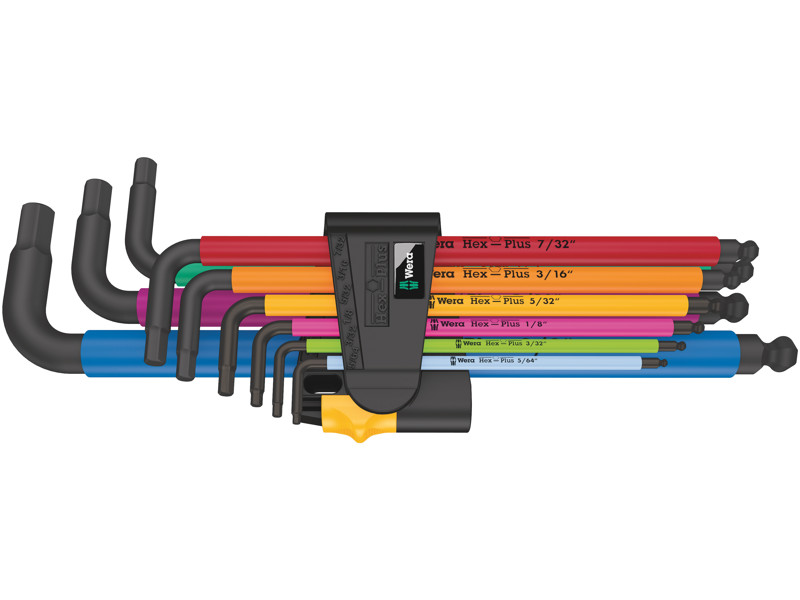 WERA VINKELNØGLESÆT 950/9 Hex-Plus Multicolour Imperial 2, TOMMEMÅL, BLACKLASER, 9 DELE