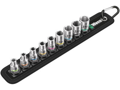 WERA ZYKLOP TOPNØGLEINDSATS-SÆT Belt A 4, 1/4"-TILSLUTNING, 9 DELE