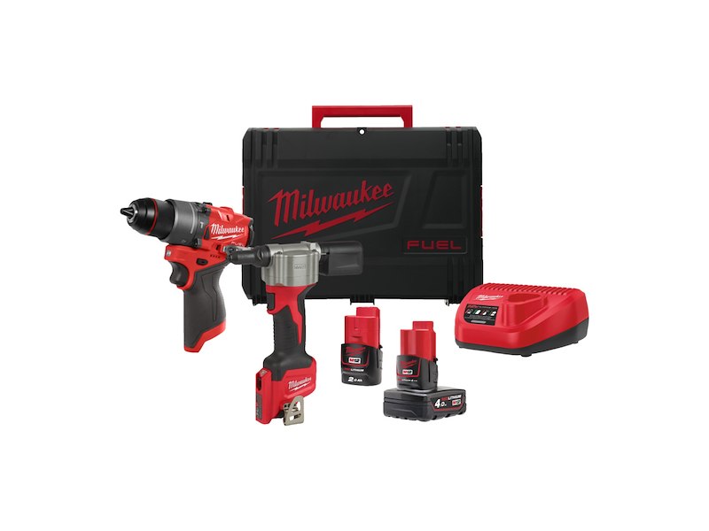 MILWAUKEE POWERPACK FPP2A2 SLAGBOREMASKINE+NITTEPISTOL+ M12 BATTERI