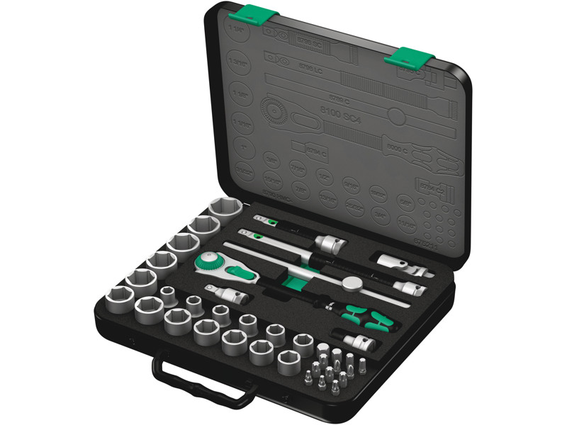 WERA ZYKLOP SPEED-SKRALDESÆT 8100 SC 4, 1/2"-TILSLUTNING, TOMMEMÅL, 38 DELE