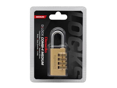 DIESELLA KODEHÆNGELÅS 28MM, MESSINGHUS/STÅLBØJLE, 4-CIFRET