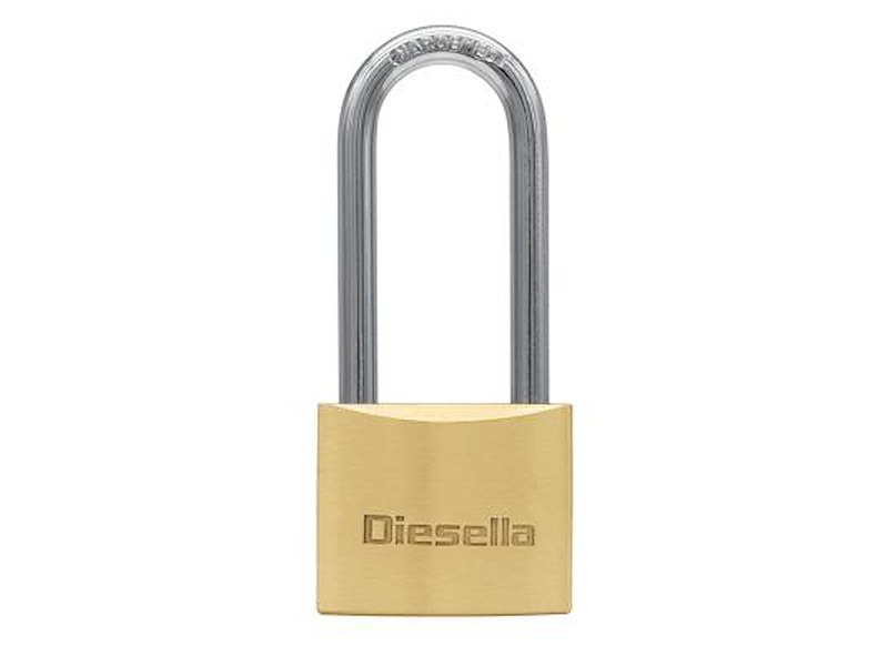 DIESELLA HÆNGELÅS LARGE 40MM MESSING M/FORLÆNGET BØJLE