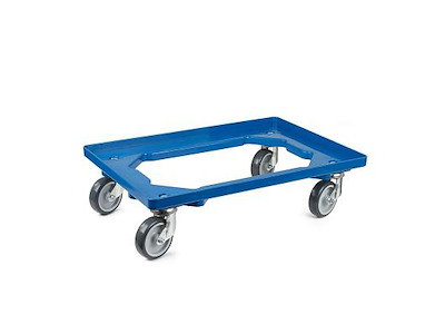 DIESELLA TRANSPORTVOGN, BLÅ PLAST M/DREJELIGE GUMMIHJUL