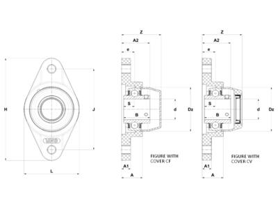 SNR SUCNFL206FG1 FØDEVAREGODKENDT OVALT FLANGELEJE 2-HULS 30 MM