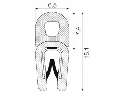 KANTLISTE M/STÅLINDLÆG F/1-2MM PL. SORT PVC MED VULK ØVERST