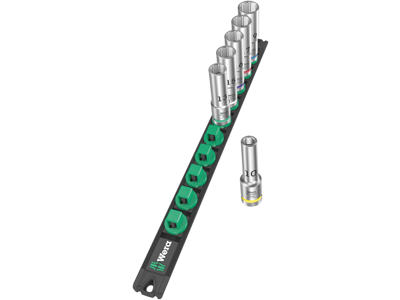 WERA TOP-MAGNETLISTE C DEEP 1 TOPNØGLEINDSATS-SÆT Socket Rail C Deep 1, 1/2"-TILSLUTNING, 6 DELE