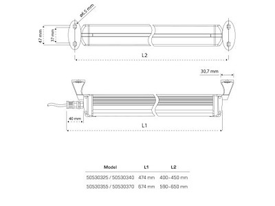 DIESELLA WRKPRO QUEBEC MASKINLYS 400MM OVAL FORM, 230V AC