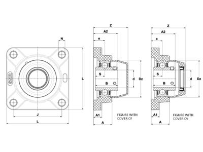 SNR SUCFPL204FG1 FØDEVAREGODKENDT FIRKANTET FLANGELEJE 4-HULS 20 MM