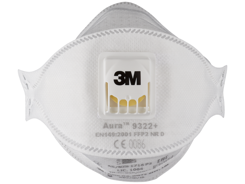 3M AURA STØVMASKE FFP2 M/VENTIL 9322+, 10 STK