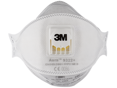 3M AURA STØVMASKE FFP2 M/VENTIL 9322+, 10 STK