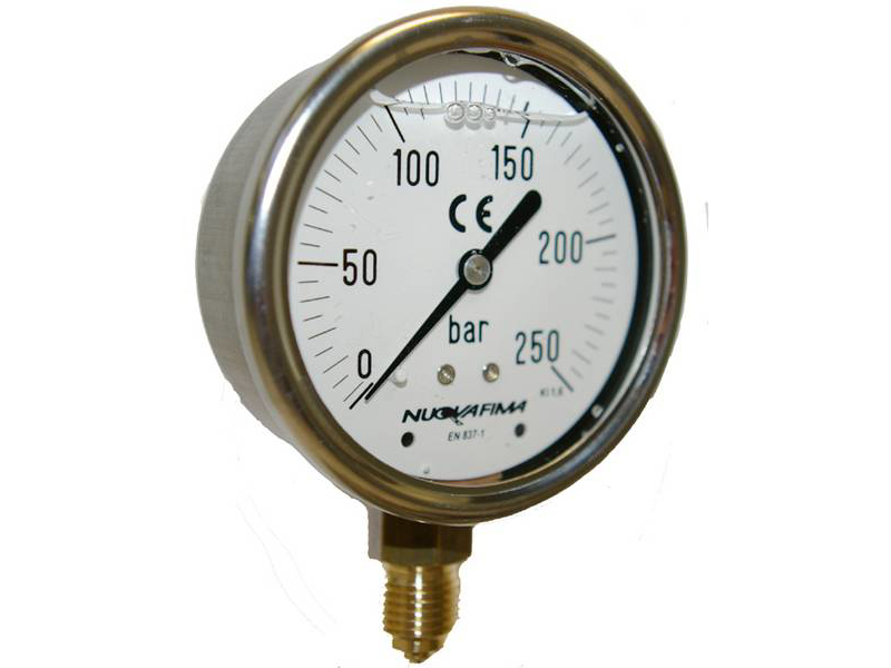 MANOMETER 0 - 25 BAR 63MM NEDADVENDT 1/4"RG M/GLYCERIN