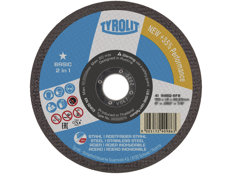 SKÆRESKIVE 125X1,6X22,2 BASIC 2IN1 A60Q-BFB  FOR STÅL OG RUSTFRIT STÅL