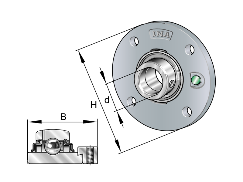 INA RME65-214-XL-I ROUND HOUSING - 4 BOLTS