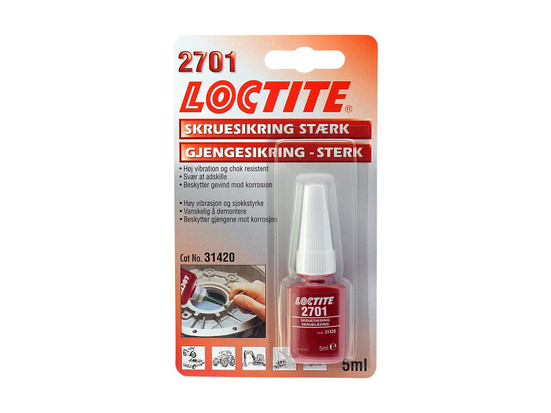 LOCTITE 2701 5 G GEVINDSIKRING "HØJ STYRKE" 