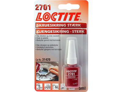 LOCTITE 2701 5 G GEVINDSIKRING "HØJ STYRKE" 