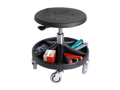 DIESELLA MONTØRSTOL M/5 HJUL, SORT, HØJDE 350-470MM
