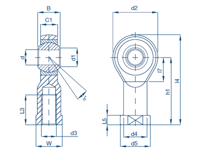 DURBAL GIKL14-PW LEDSTANGSHOVED LINKS 14 INDV. GEV. PTFE 