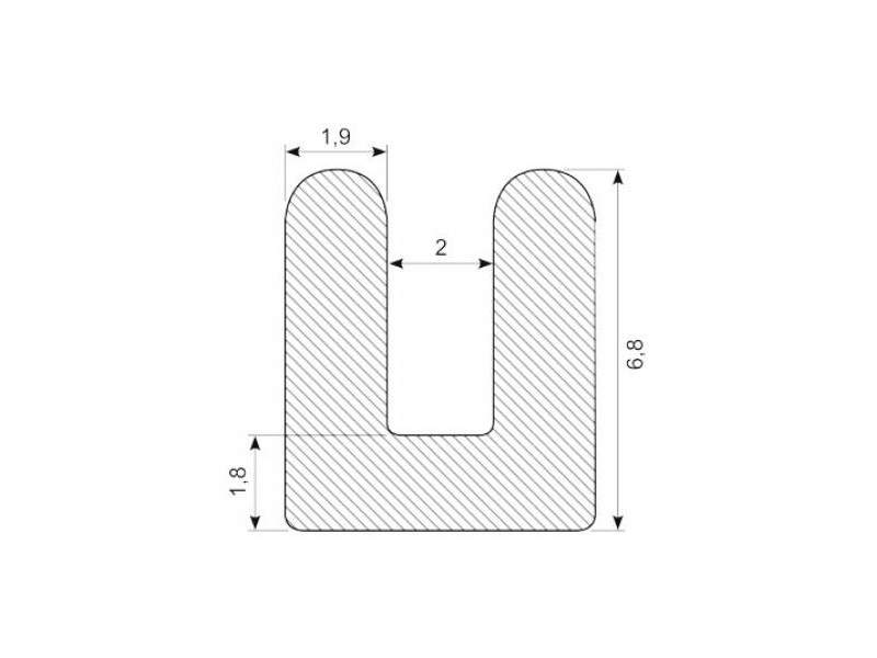 GUMMILISTE U-PROFIL EPDM  NR 31.060S 2MM SPOR