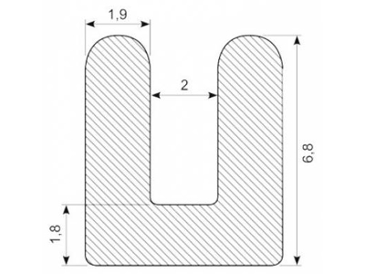 GUMMILISTE U-PROFIL EPDM  NR 31.060S 2MM SPOR