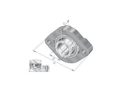 INA FLCTE17-XL OVAL HOUSING - 2 BOLTS