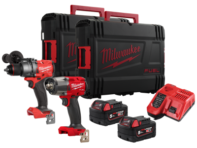 MILWAUKEE POWERPACK M18 FPP2F3-502X M18FPD3+M18FMTIW2F12+2X BATT 5,0AH+LADER