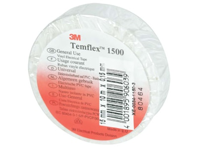 3M TEMFLEX VINYL EL-TAPE 1500 HVID HVID 1 RULLE AF 10 STK NR 7100184731