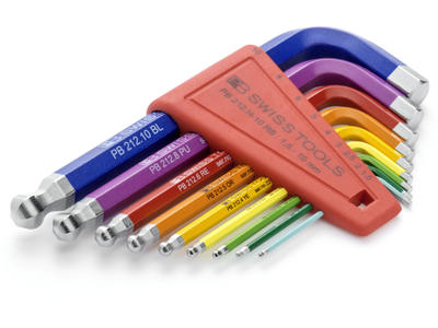 SWISS TOOLS PB 212H10RB UNBRAKONØGLESÆT  1.5 - 10 MM M/KUGLE KORT MULTICOLOR