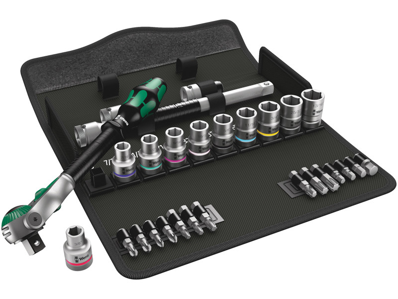 WERA ZYKLOP SPEED-SKRALDESÆT 8100 SC 9, 1/2"-TILSLUTNING, TOMMEMÅL, 28 DELE