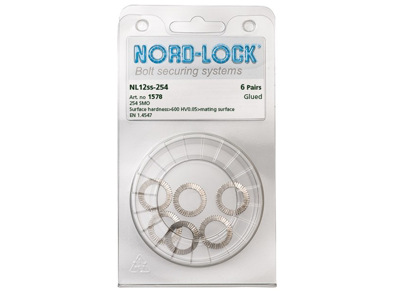 NORDLOCK SKIVE I BLISTER 6 PAR 12MM M/LIM