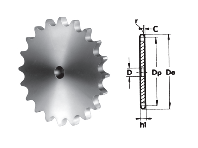 SIMPLEX PLADEKÆDEHJUL 3/8" - 72 TDR. 06B-1