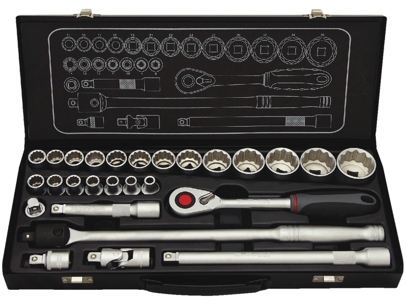 BATO 1114 EASYFIT TOPNØGLESÆT  1/2" 27 DELE -   8-36MM 12KT.