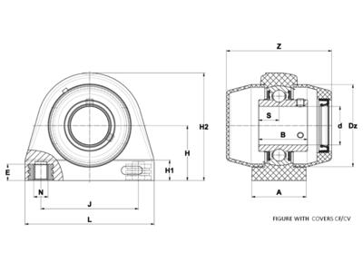 SNR SUCTBL204FG1 FØDEVAREGODKENDT STÅLEJE 2-HULS 20 MM