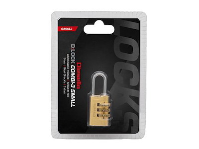 DIESELLA KODEHÆNGELÅS 21MM, MESSINGHUS/STÅLBØJLE, 3-CIFRET