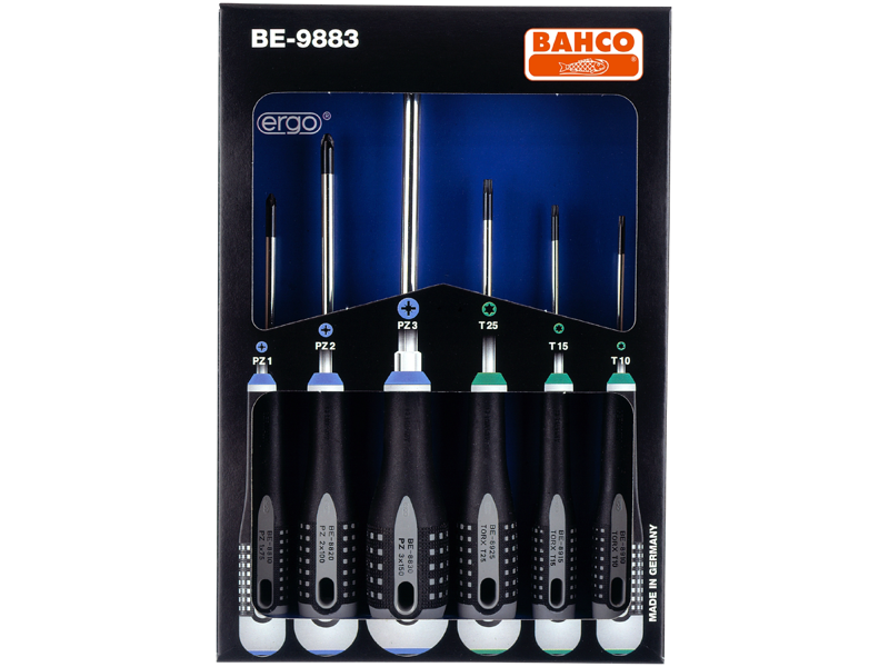 BAHCO ERGO SKRUETRÆKKERSÆT  BE-9883 POZIDRIV/TORX 6 DELE