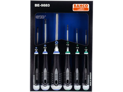 BAHCO ERGO SKRUETRÆKKERSÆT  BE-9883 POZIDRIV/TORX 6 DELE