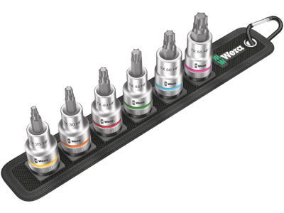 WERA TORX® HF ZYKLOP BIT-TOP-SÆT TORX® Belt C 3, MED HOLDEFUNKTION, 1/2"-TILSLUTNING, 6 DELE