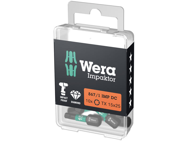 WERA IMPAKTOR BITS 867/1 IMP DC TORX® DIY, TX 15 X 25 MM, 10 DELE