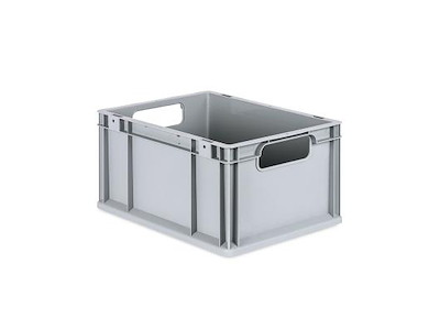 DIESELLA LAGERKASSE GRÅ PLAST 400x300x220 MM, ÅBNE GREB