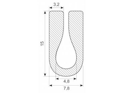 U PROFIL GUMMI EPDM  3MM SPOR UDV. MÅL 15X7.8MM