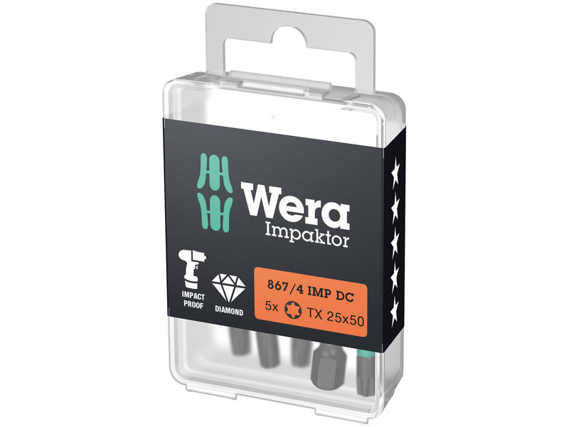 WERA IMPAKTOR BITS 867/4 IMP DC TORX® DIY, TX 25 X 50 MM, 5 DELE
