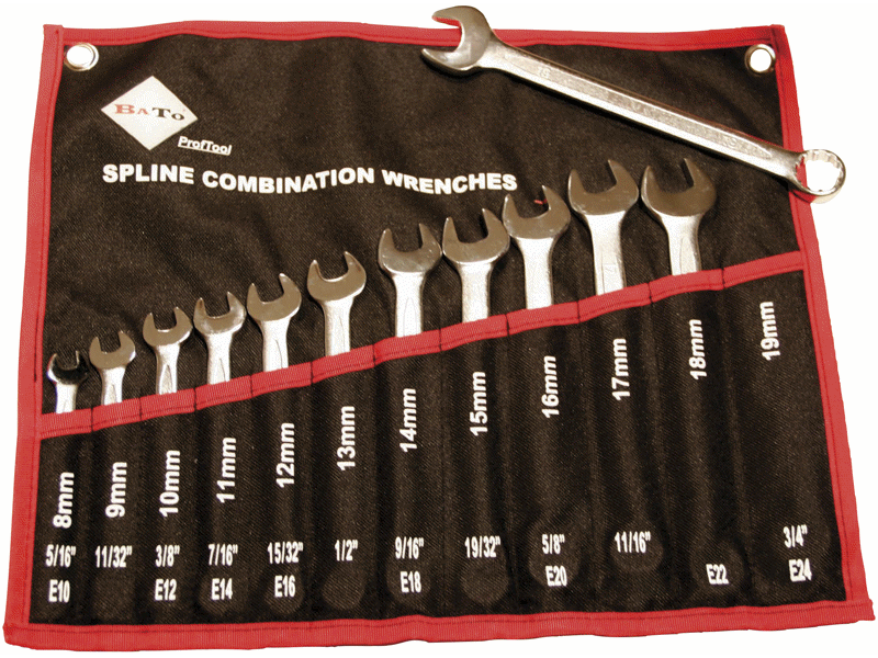 BATO 2195 RINGGAFFELNØGLESÆT  12 DELE - 8-19MM SPLINE