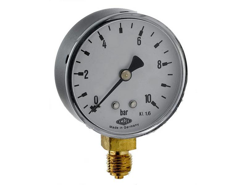 MANOMETER 0 - 1 BAR 63MM NEDADVENDT 1/4"RG 