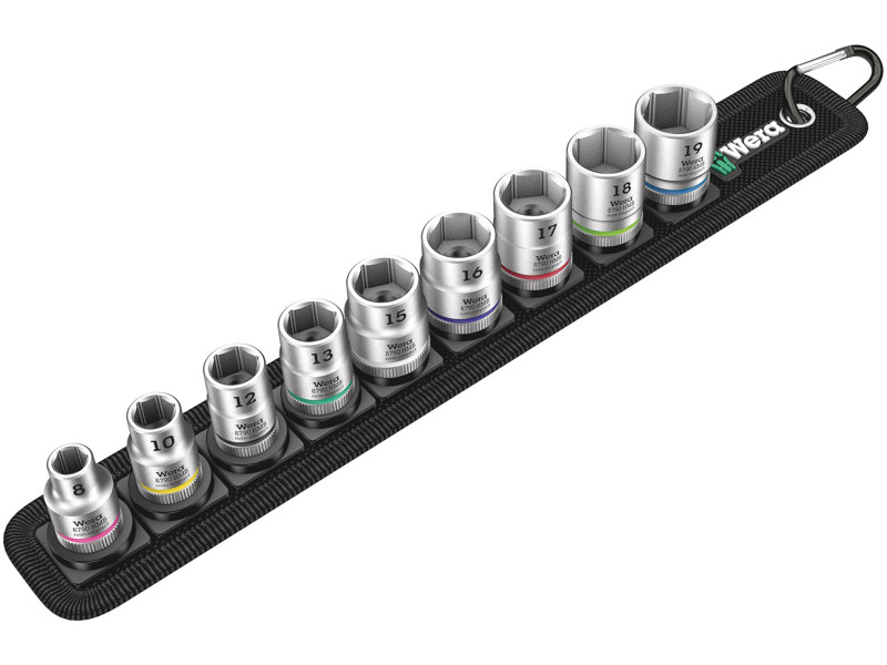 WERA ZYKLOP TOPNØGLEINDSATS-SÆT Belt B 4, 3/8"-TILSLUTNING, 9 DELE