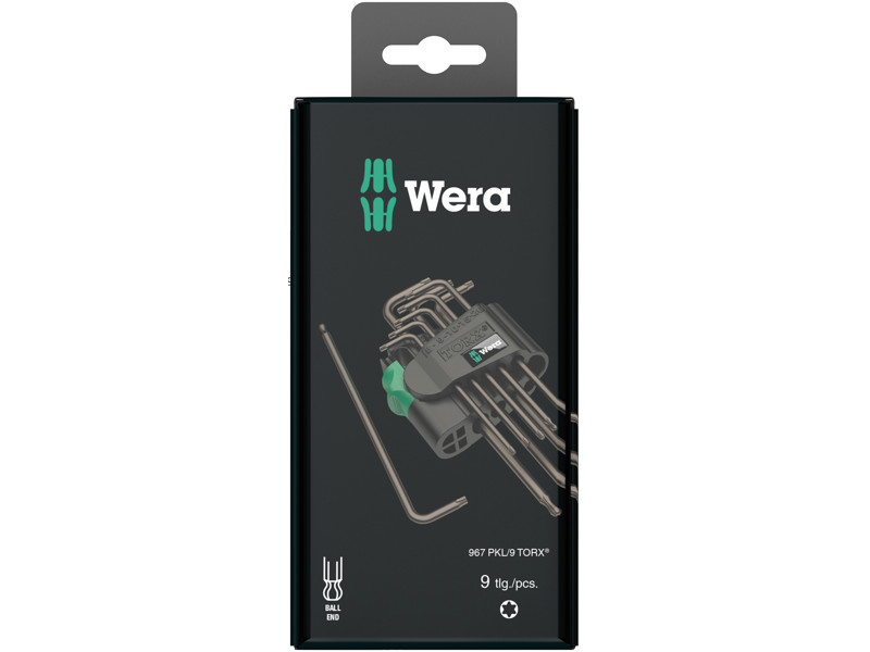WERA 967/9 TX 1 SB TORX® VINKELNØGLESÆT 967/9 TX 1 SB SiS, BLACKLASER, 9 DELE