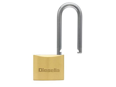 DIESELLA HÆNGELÅS LARGE 40MM MESSING M/FORLÆNGET BØJLE