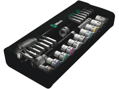 WERA ZYKLOP SPEED-SKRALDESÆT 8100 SC 9, 1/2"-TILSLUTNING, TOMMEMÅL, 28 DELE