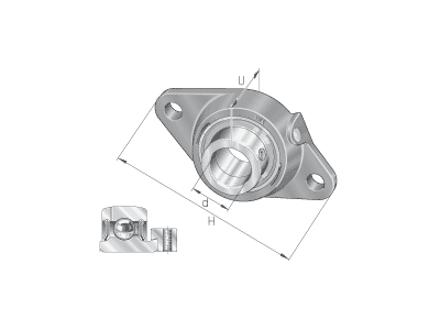 INA PCFT12-XL OVAL HOUSING - 2 BOLTS