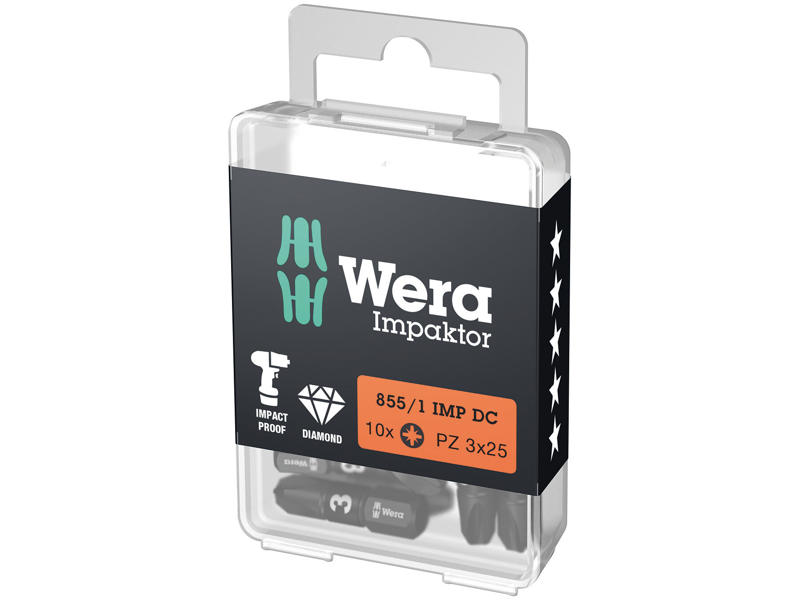 WERA IMPAKTOR BITS 855/1 IMP DC PZ DIY, PZ 3 X 25 MM, 10 DELE
