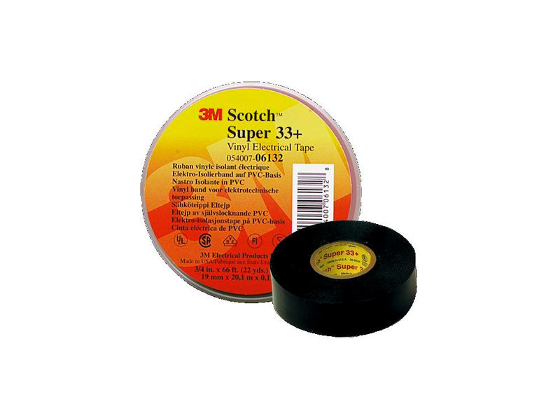 3M SCOTCH VINYL EL-TAPE SUPER 33+ 19MM 0,18MM TYK 20MTR SORT SUPER 33+