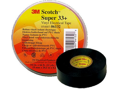 3M SCOTCH VINYL EL-TAPE SUPER 33+ 19MM 0,18MM TYK 20MTR SORT SUPER 33+